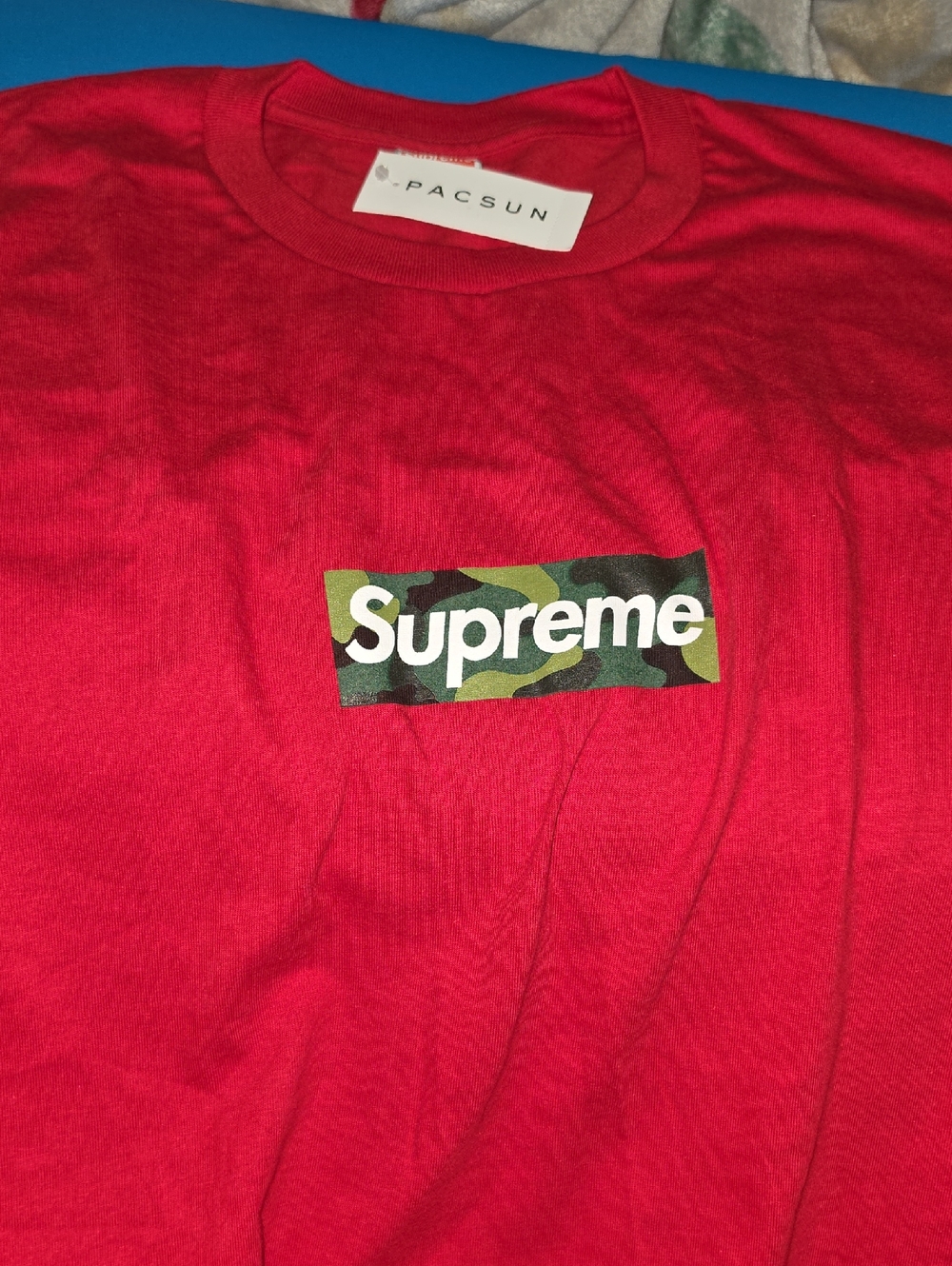 Supreme X PACSUN Red Camo Box Logo Short Sleeve Tee
